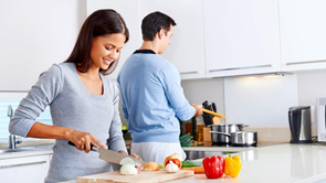 woman using chopping board