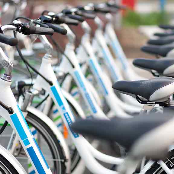 electric bikes in a row square