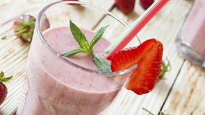 strawberry smoothie in glass